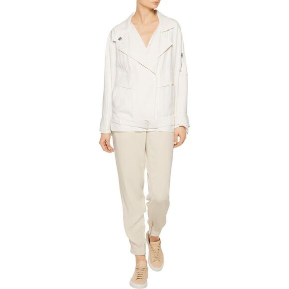 Iro Womens Dixia Belted Crepe de Chine Jacket US 8 / UK 12 / FR 40 White